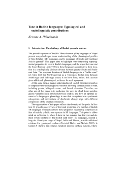 Tone in Bodish languages: Typological and sociolinguistic