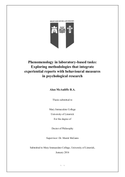 Phenomenology in laboratory-based tasks