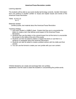 American/Texas Revolution Jumble Learning objective: The