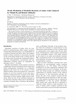 On the Mechanism of Metabolic Reactions of Amino