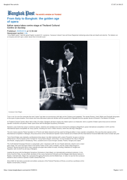 Bangkok Post article - Associazione Concertistica Romana