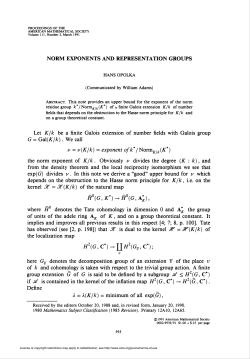 NORM EXPONENTS AND REPRESENTATION GROUPS G = Gal(K
