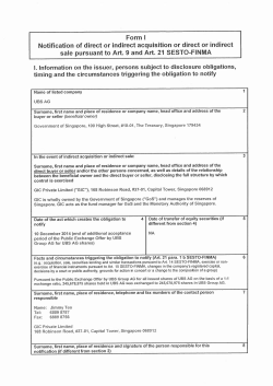 Form I Notification of direct or indirect acquisition or direct or