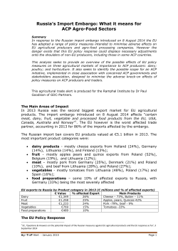 Russia`s Import Embargo: What it means for ACP Agro