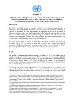 Issue Brief #2 Addressing drivers of migration, including adverse