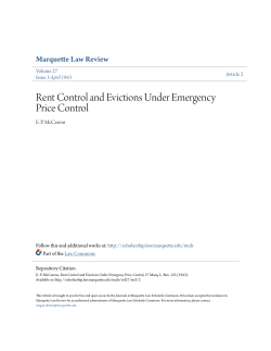 Rent Control and Evictions Under Emergency Price Control