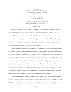 Review of Experience and the World`s Own Language: A Critique of