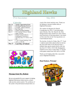 PTA Newsletter May 2016 Calendar