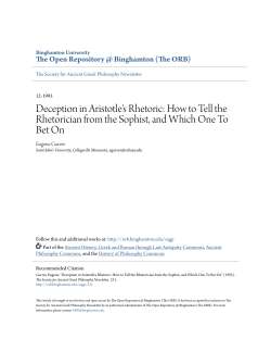 Deception in Aristotle`s Rhetoric: How to Tell the