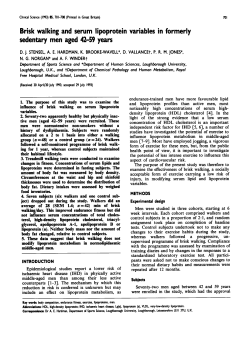 Brisk Walking and Serum Lipoprotein Variables in