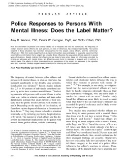Police Responses to Persons With Mental Illness