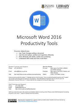 Microsoft Word 2016 Productivity Tools - UQ Library