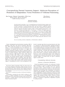 Conceptualizing Parental Autonomy Support: Adolescent