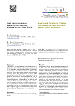 Time banking in Spain. Exploring - Revista Internacional de Sociología