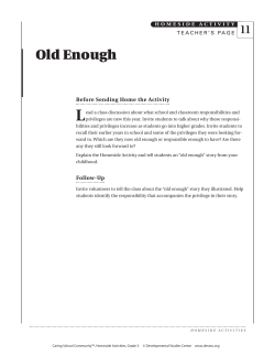 Caring School Community, Homeside Activities Grade 3