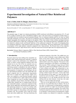 Experimental Investigation of Natural Fiber Reinforced Polymers