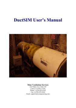 DuctSIM User`s Manual - Mine Ventilation Services