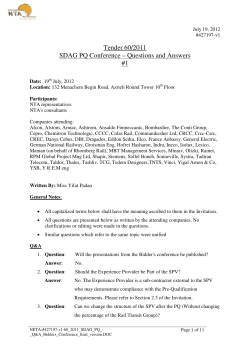 Tender 60/2011 SDAG PQ Conference &ndash; Questions and Answers #1