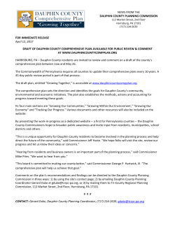 NEWS FROM THE DAUPHIN COUNTY PLANNING COMMISSION