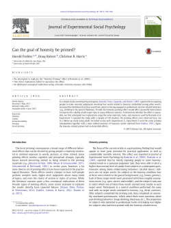 (2013). Can the goal of honesty be primed?