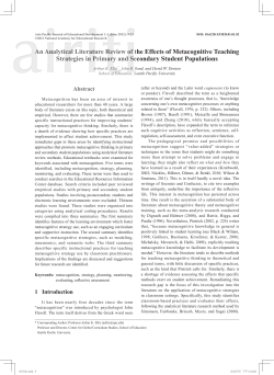 An Analytical Literature Review of the Effects of Metacognitive
