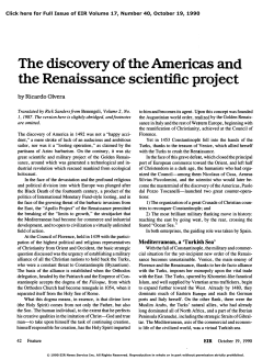 The Discovery of the Americas and the Renaissance Scientific Project