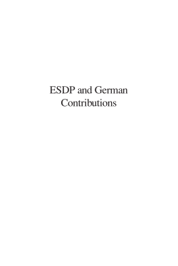 ESDP and German Contributions