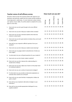 How much can you do? Teacher sense of self efficacy survey