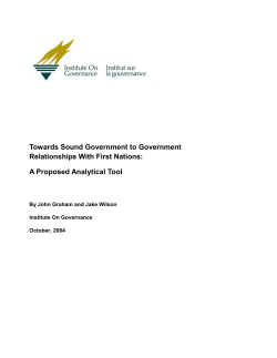 Towards Sound Government to Government Relationships With First