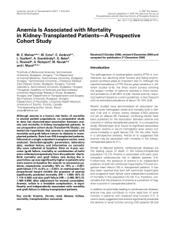 Anemia Is Associated with Mortality in Kidney