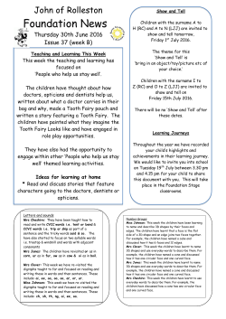 EYFS newsletter 30 June 2016 - John of Rolleston Primary School
