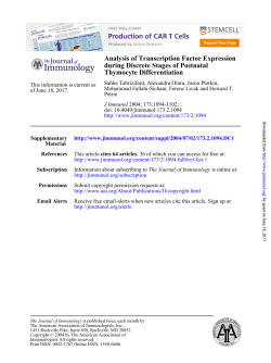 Thymocyte Differentiation during Discrete Stages of Postnatal
