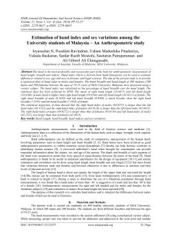 Estimation of hand index and sex variations among the University