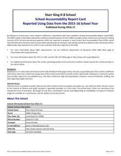 Starr King K-8 School School Accountability Report Card Reported