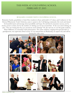 THIS WEEK AT COLD SPRING SCHOOL FEBRUARY 27, 2015