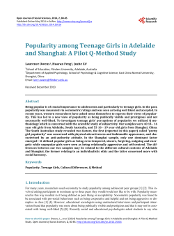 Popularity among Teenage Girls in Adelaide and Shanghai: A Pilot