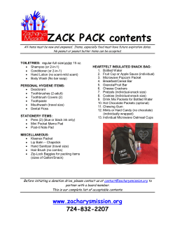 ZACK PACK contents