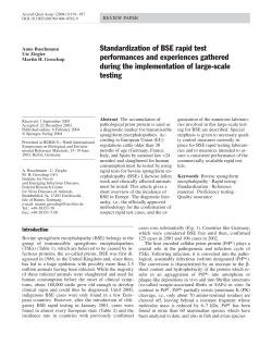 Standardization of BSE rapid test performance and