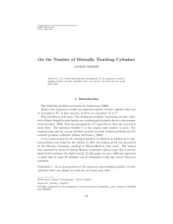 On the Number of Mutually Touching Cylinders - Library