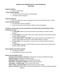 Souderton Area High School Pre-Course Reading List 2017-2018