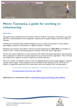 Metro Tasmania, a guide for working or volunteering