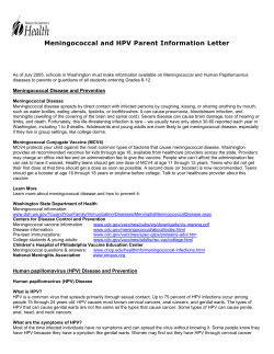 HPV and Meningococcal Notice to Parents