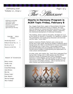 Hearts in Harmony Program is ACEH Topic Friday, February 8