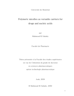 Polymeric micelles as versatile carriers for drugs and nucleic acids