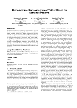 Customer Intentions Analysis of Twitter Based on Semantic Patterns