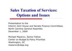 Sales Taxation of Services: Options and Issues