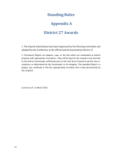 District 27 Standing Rules Appendix A