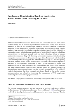 Employment Discrimination Based on Immigration Status: Recent