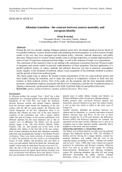 Albanian transition - the contrast between eastern mentality