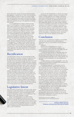 Rectification Legislative Intent Conclusion